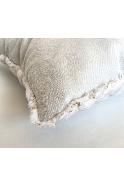 Dericibey White Gold Printed Plush Cushion