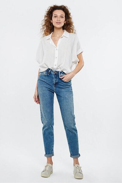Mavi Kadın CINDY Gölgeli Mavi Gold Shape Jean Pantolon 100277-84421