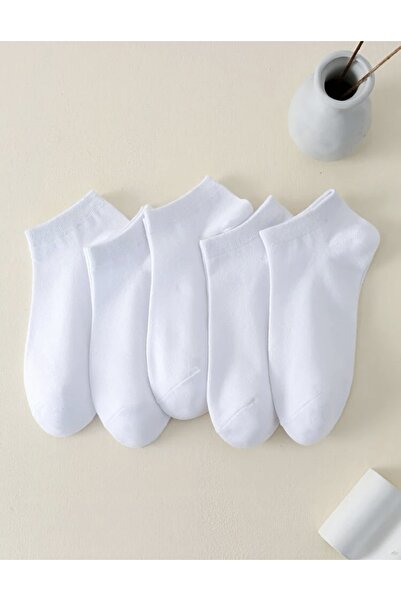 dm del more 4-Piece Plain White Ankle Length Booties Socks 4 Pairs