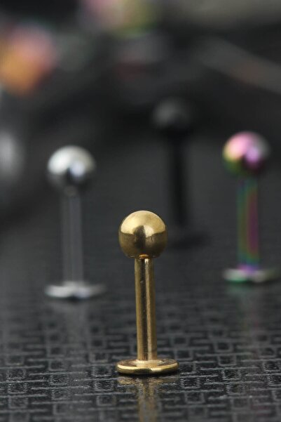 depozoom Cerrahi Çelik Dudak Piercing 6 Mm Gold