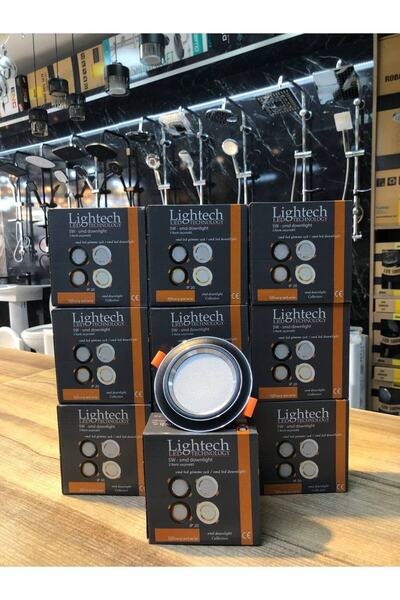 lightech 50 Adet Ece 5 Watt 3 Renk Led Spot Siyah Gümüş Kasa 3 Modlu Beyaz-Günışığı-Sıcak Beyaz 3 ü1 Arada