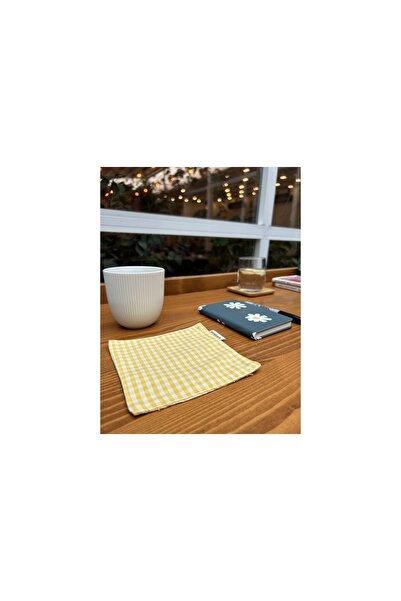 Sumicorn Design Yellow Gingham Soft Fabric Washable Cup Mug Pad