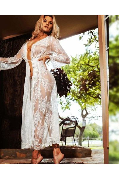 ZEKAS FASHION Zarina Long Lace Dressing Gown