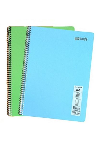 Mynote دفتر ملاحظات بسلك حلزوني غطاء من البولي بروبيلين A4 Mynote 2 ألوان مختلفة 80 صفحة دفتر ملاحظات مربع (2 مختلف)