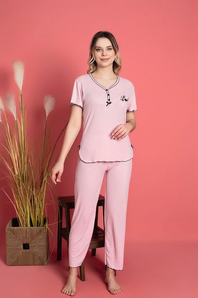 LİLA İÇ GİYİM Set pijama cu mânecă scurtă pentru femei din viscoză