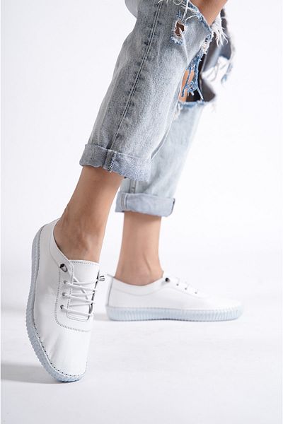 Deripabuc White Genuine Leather Women's Casual Shoes - Dp62-8001