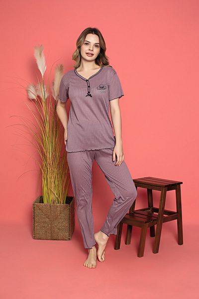 LİLA İÇ GİYİM Set pijama cu mânecă scurtă pentru femei din viscoză