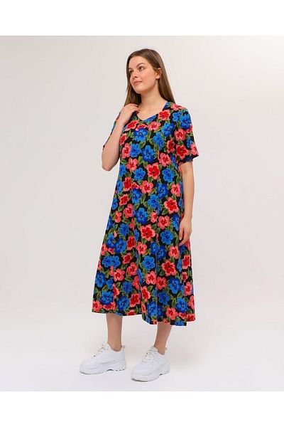 Nehir tekstil Pentagonal Collar Piece Stitched Half Sleeve Plus Size Cotton Combed Dress