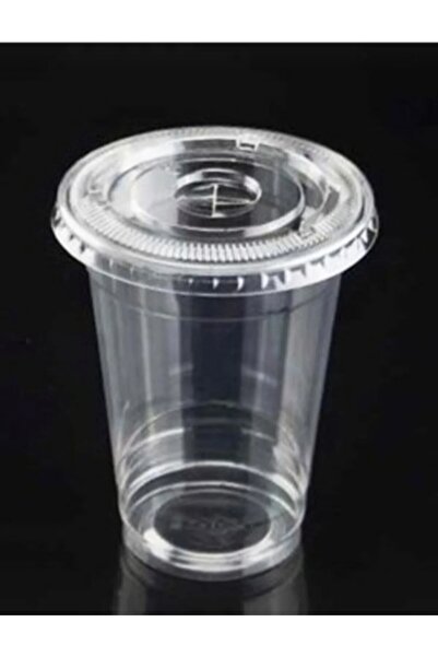 Miopack 350 Cc Plastik Pet Limonata Milkshake Bardağı Kapakli Düz X Kapak 100 Lü