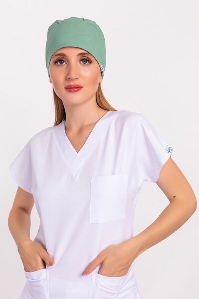 Nur Medikal Giyim Düz Su Yeşili Renk Doktor Hemşire Hastane Aşçı Medikal Cerrahi Bone