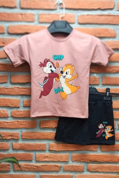 endudu Yeni Sezon Oversize Sincap Baskılı Yazlık Şortlu Alt Üst Unisex Takım