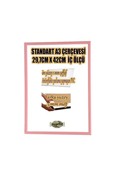mixefor A3 okvir - boja roze - zadnja površina 3mm MDF - prednja površina nel...