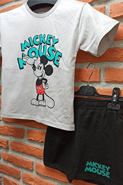 endudu Yeni Sezon Oversize Mickey Mouse Baskılı Yazlık Şortlu Alt Üst Takım Miki