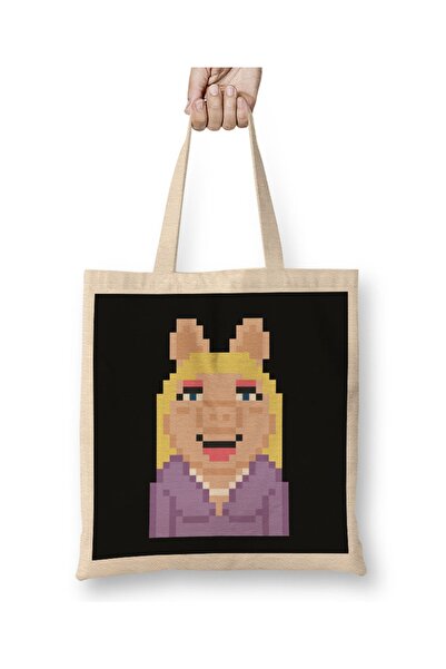 Baskı Dükkanı Miss Piggy The Muppets Pixel Character Cloth Torba Long Sa ručkom