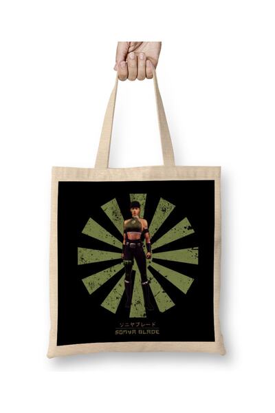 Baskı Dükkanı Sonya Blade Retro japanska Mortal Kombat tkanina Torba duga Sa ...