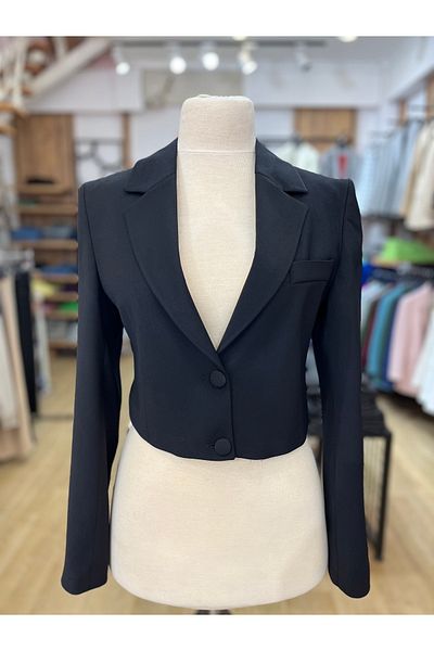 Cropped black blazer jacket clearance