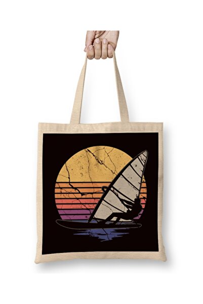 Baskı Dükkanı Geantă de pânză vintage Windsurfer Retro Windsurfing Ocean Wave...