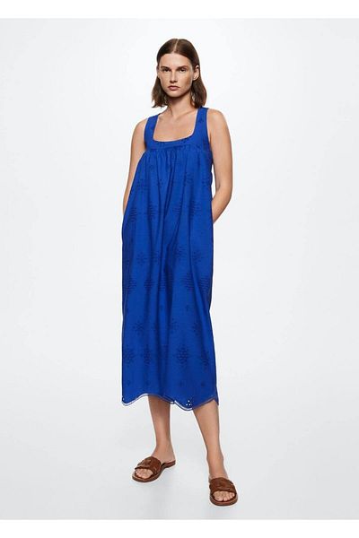 MANGO Woman Rochie midi 100% bumbac