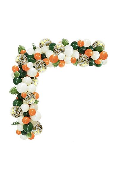 aşkın concept Orange White Green Gold Confetti Leaf Balloon Chain Set