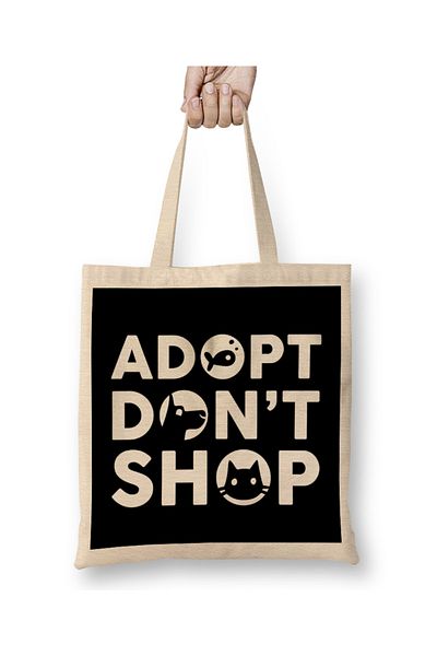 Baskı Dükkanı Cute Adopt Don t Shop Rescue Pet Owners & Lovers υφασμάτινη τσάντα με μακριά λαβή
