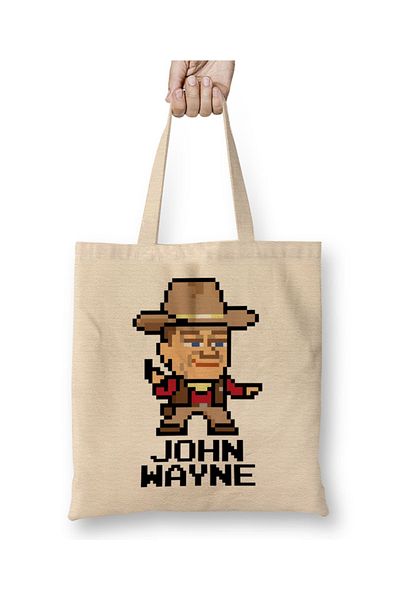 Baskı Dükkanı Υφασμάτινη τσάντα John Wayne Pixel Character με μακριά λαβή
