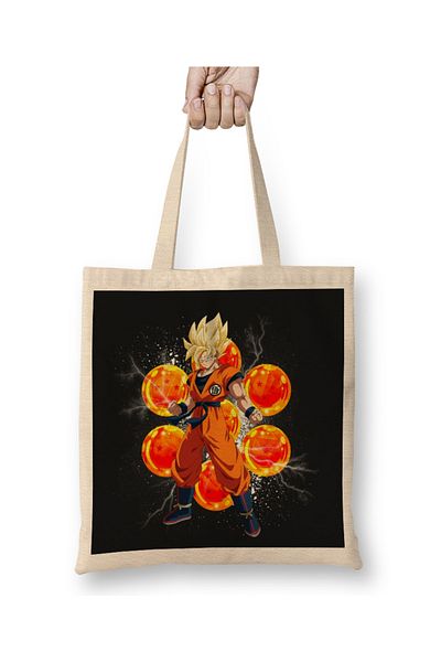 Baskı Dükkanı Υφασμάτινη τσάντα Goku Super Saiyan με μακριά λαβή