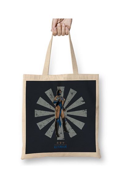 Baskı Dükkanı Geantă din pânză Kitana Retro japoneză Mortal Kombat cu mâner lung