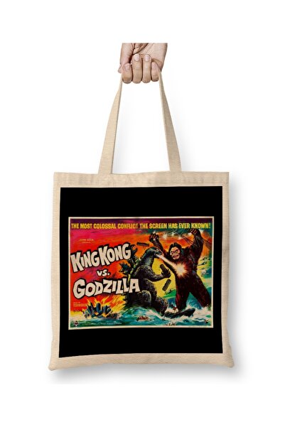 Baskı Dükkanı Poster King Kong protiv Godzile 2, tkanina Torba duga Sa ručkom