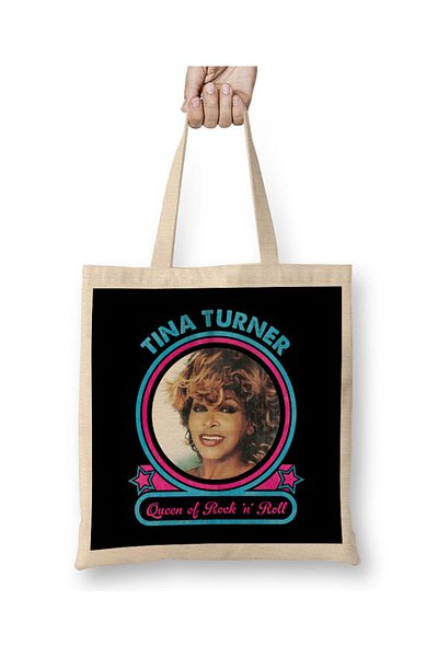 Baskı Dükkanı Geantă din pânză Tina Turner Queen Of Rock N Roll cu mâner lung