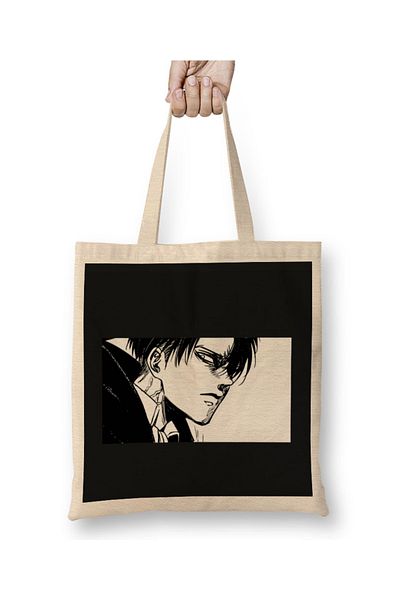 Baskı Dükkanı Geantă din pânză Levi Ackerman Attack On Titan cu mâner lung