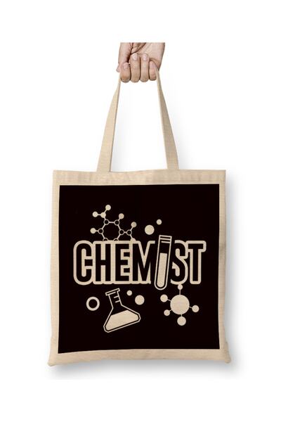 Baskı Dükkanı Chimist Scientist Chimie Farmacist Science Laboratory Geantă din pânză Mâner lung
