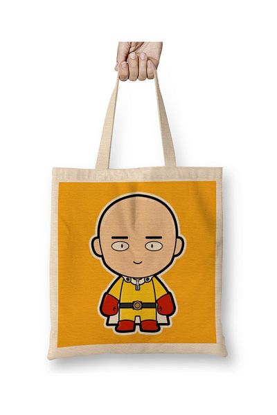 Baskı Dükkanı Personaj Saitama One Punchman Chibi Geantă din pânză cu mâner lung