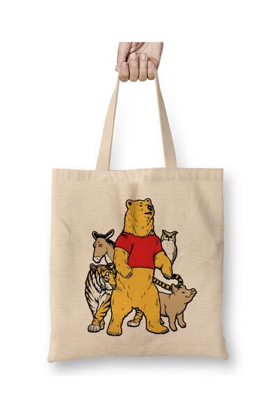 Baskı Dükkanı Geantă din pânză Ursul și prietenii lui Winnie The Pooh cu mâne...