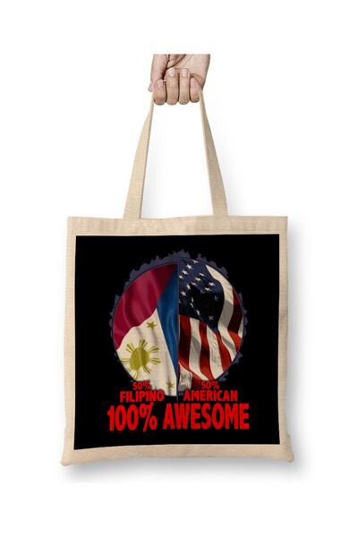 Baskı Dükkanı 50% Filipinac 50% Amerikanac 100% Sjajna imigrantska majica Tor...