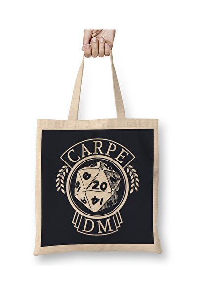 Baskı Dükkanı Dungeons And Dragons Carpe DM Tkanina Torba Duga Sa ručkom