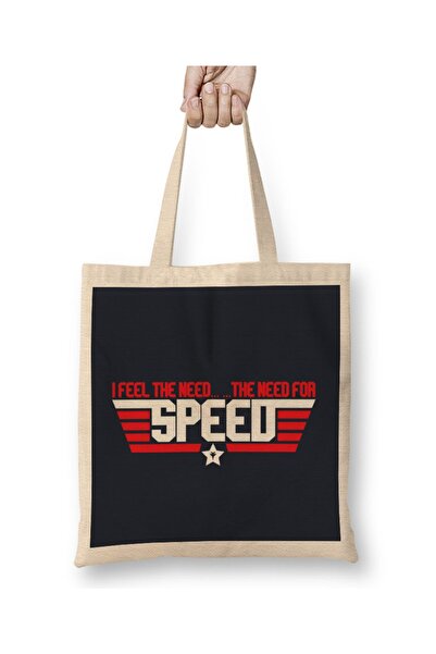 Baskı Dükkanı Top Gun Feel The Need For Speed Tkanina Torba Duga Sa ručkom