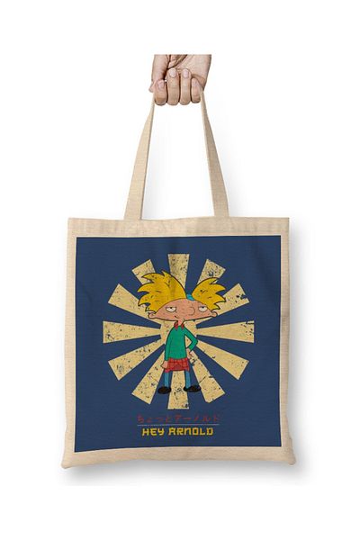 Baskı Dükkanı Hey Arnold ρετρό ιαπωνική υφασμάτινη τσάντα με μακριά λαβή