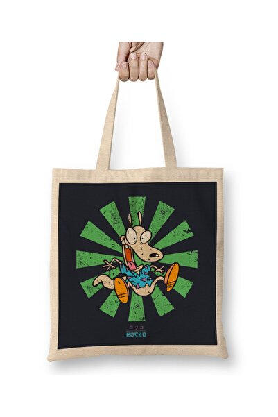 Baskı Dükkanı Rocko's Modern Life Retro japanska tkanina Torba duga Sa ručkom
