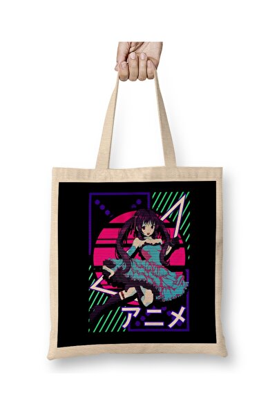 Baskı Dükkanı Estetska Vaporwave Anime Devojka EDM Plesna Muzika Tkanina Torb...