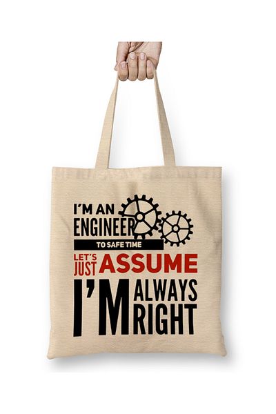 Baskı Dükkanı I Am An Engineer 01 υφασμάτινη τσάντα με μακριά λαβή