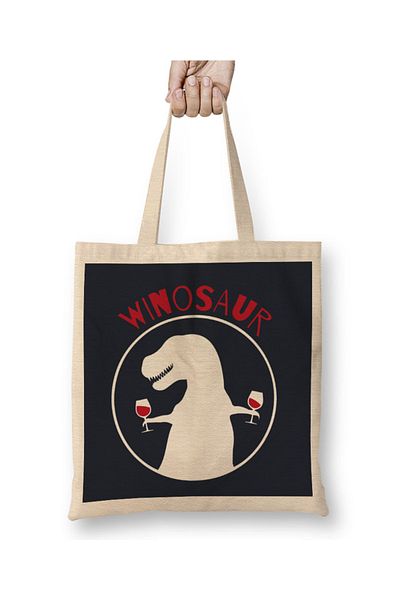 Baskı Dükkanı Υφασμάτινη τσάντα Winosaur με μακριά λαβή