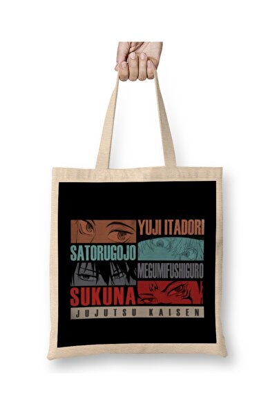 Baskı Dükkanı Jujutsu Kaisen Gang Bez Çanta Uzun Saplı