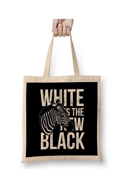 Baskı Dükkanı Zebra White είναι η νέα μαύρη υφασμάτινη τσάντα με μακριά λαβή