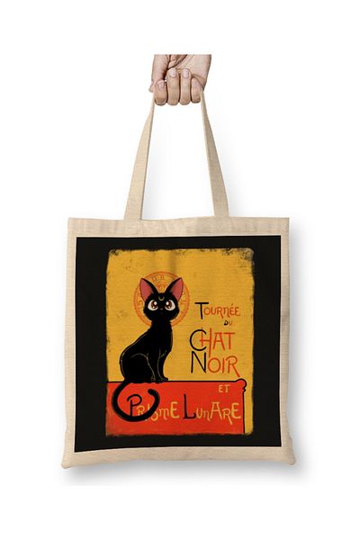 Baskı Dükkanı Chat Noir Et Prisme Lunare Sailoor Moon υφασμάτινη τσάντα με μακριά λαβή
