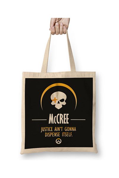 Baskı Dükkanı Το McCree Justice δεν θα διανομήσει τον εαυτό του Overwatch υφασμάτινη τσάντα με μακριά λαβή
