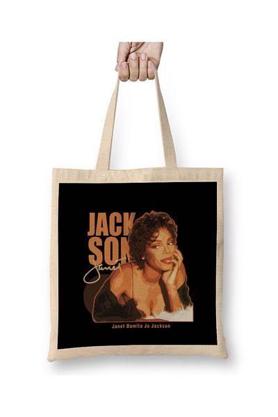 Baskı Dükkanı Ρετρό υφασμάτινη τσάντα Janet Jackson με μακριά λαβή
