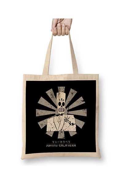 Baskı Dükkanı Manny Retro Japanese Grim Fandango υφασμάτινη τσάντα με μακριά λαβή