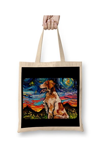Baskı Dükkanı Brittany spanijel noćna tkanina Torba duga Sa ručkom