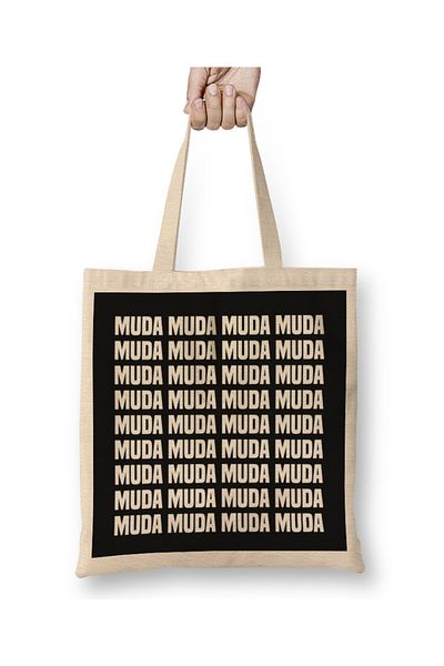 Baskı Dükkanı Υφασμάτινη τσάντα Muda Muda Muda με μακριά λαβή
