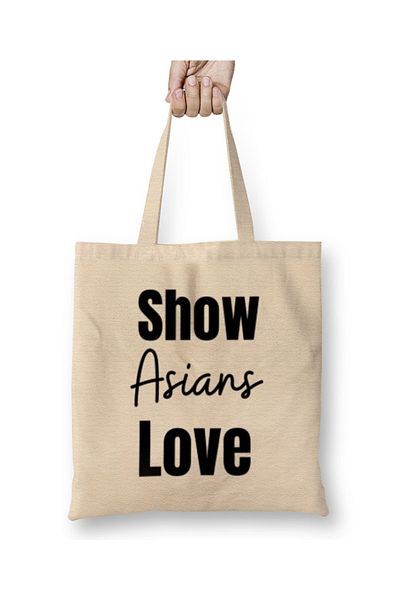 Baskı Dükkanı Εμφάνιση Ασιατών Love Stop Asian Hate υφασμάτινη τσάντα με μακριά λαβή